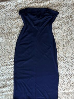 Strapless Navy Bodycon Maxi Dress